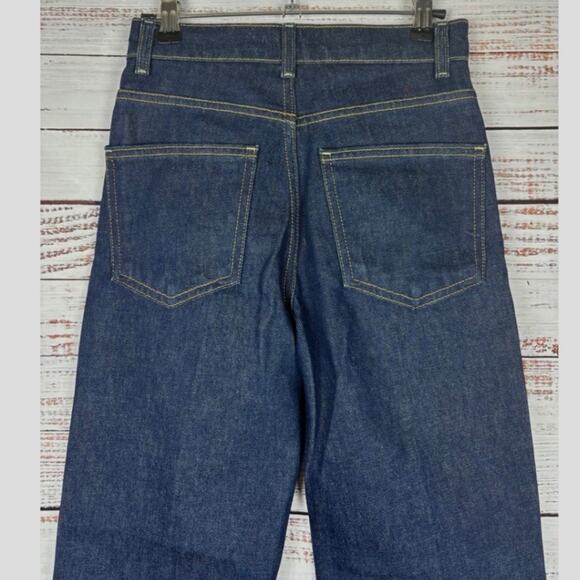 ZARA Wide Leg Jeans size 0 Dark Wash Denim High Rise Straight Leg Trousers jeans - Picture 5 of 6